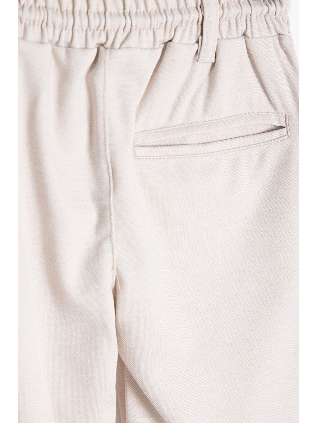 Ekru Krem Beli Bağcıklı Duble Paça Erkek Çocuk Jogger Kumaş Pantolon 20747-4