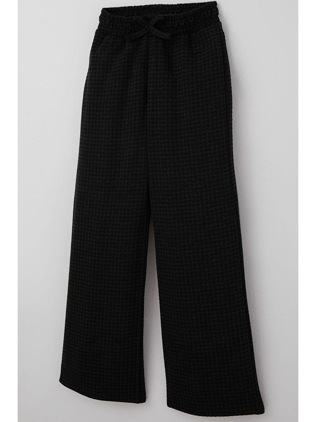 Kız Çocuk Pantolon Kazayağı Desenli Fiyonk Aksesuarlı Siyah (8-12 Yaş)-2