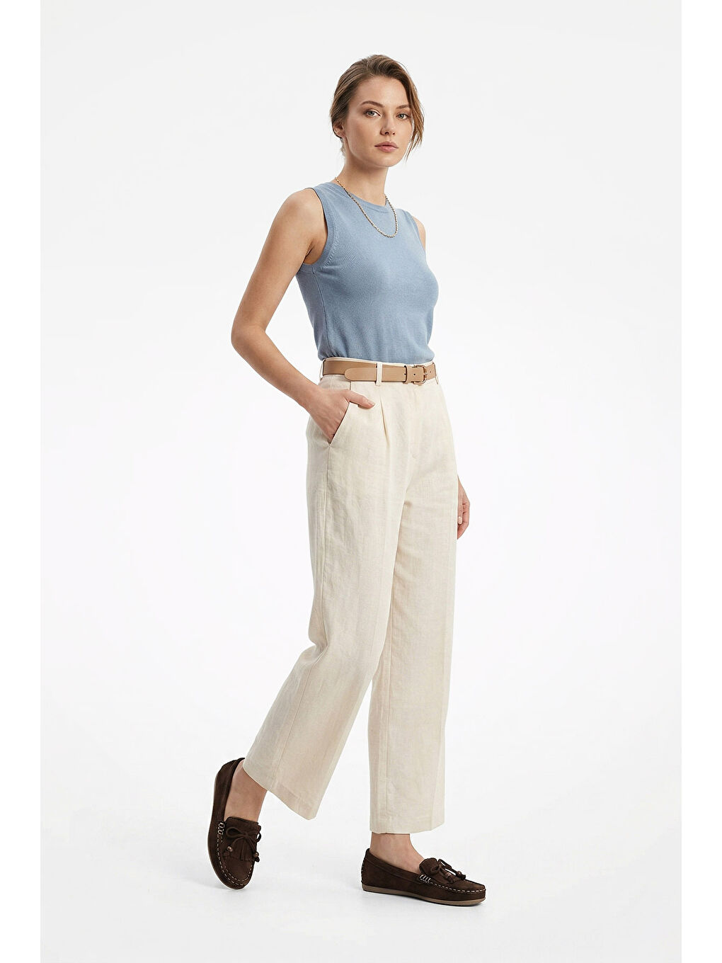 Kahverengi Kadın AÇIK KAHVERENGİ Fiyonklu Hakiki Deri Comfort Loafer-2