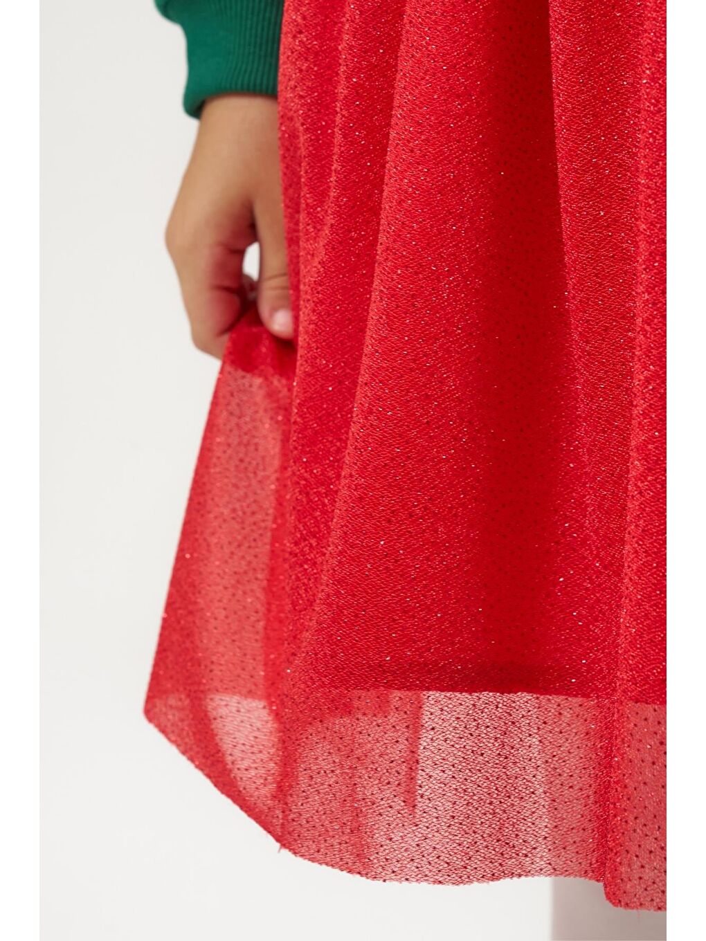Karışık Kız Çocuk Pamuklu Yeşil Üst Kırmızı Tüllü Yeni Yıl Temalı Elbise-6