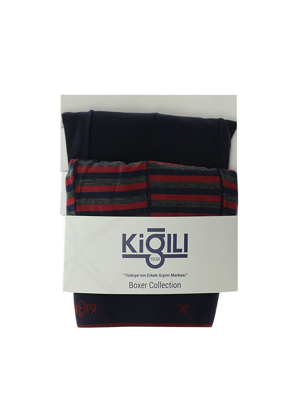 Lacivert 2'li Desenli Pamuklu Boxer Seti