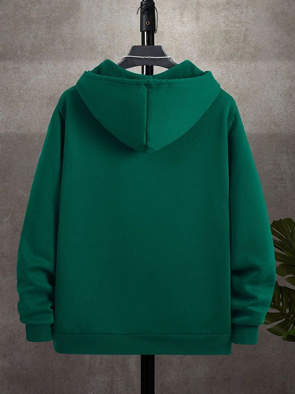 Yeşil Erkek Nefti Uzun Kollu Fermuarlı Hırka-1