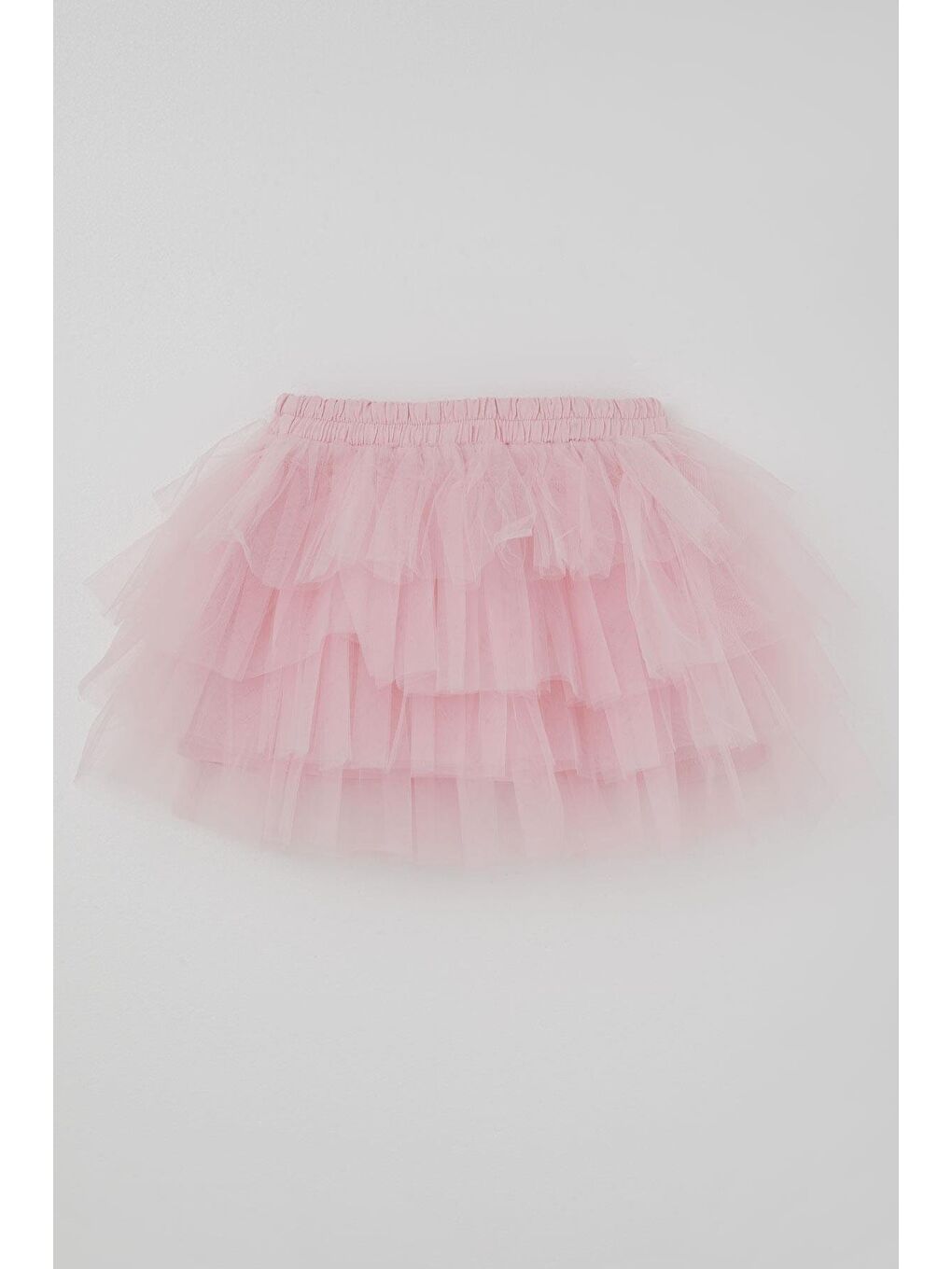 Kız Çocuk Tütü Etek Tül Detaylı Katlı Fiyonk Aksesuarlı Pembe (4-8 Yaş)-1