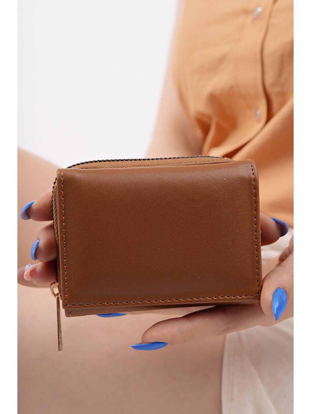 Kahverengi LİTTLE Bozuk & Kağıt Para Bölmeli Fermuarlı Kartlık Kadın Cüzdan-1