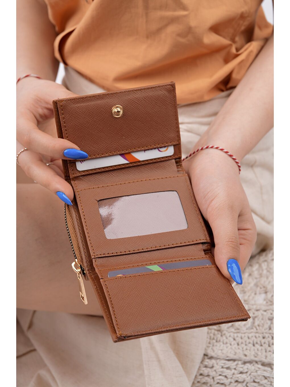 Kahverengi LİTTLE Bozuk & Kağıt Para Bölmeli Fermuarlı Kartlık Kadın Cüzdan-4
