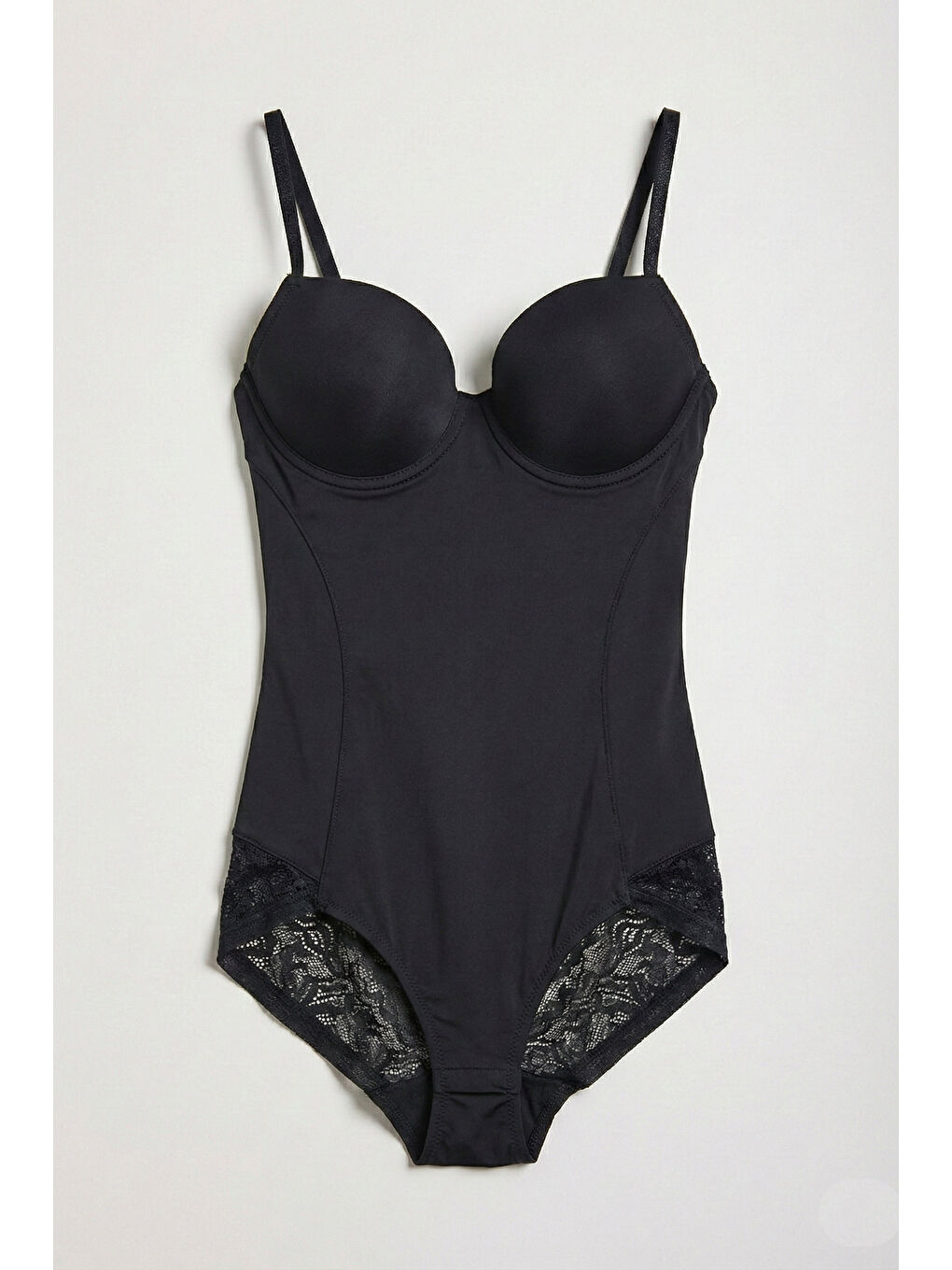 Kadın Siyah w5 Çıtçıtlı Toparlayıcı Dantel Detaylı Destekli Cup Tasarım Askılı Body