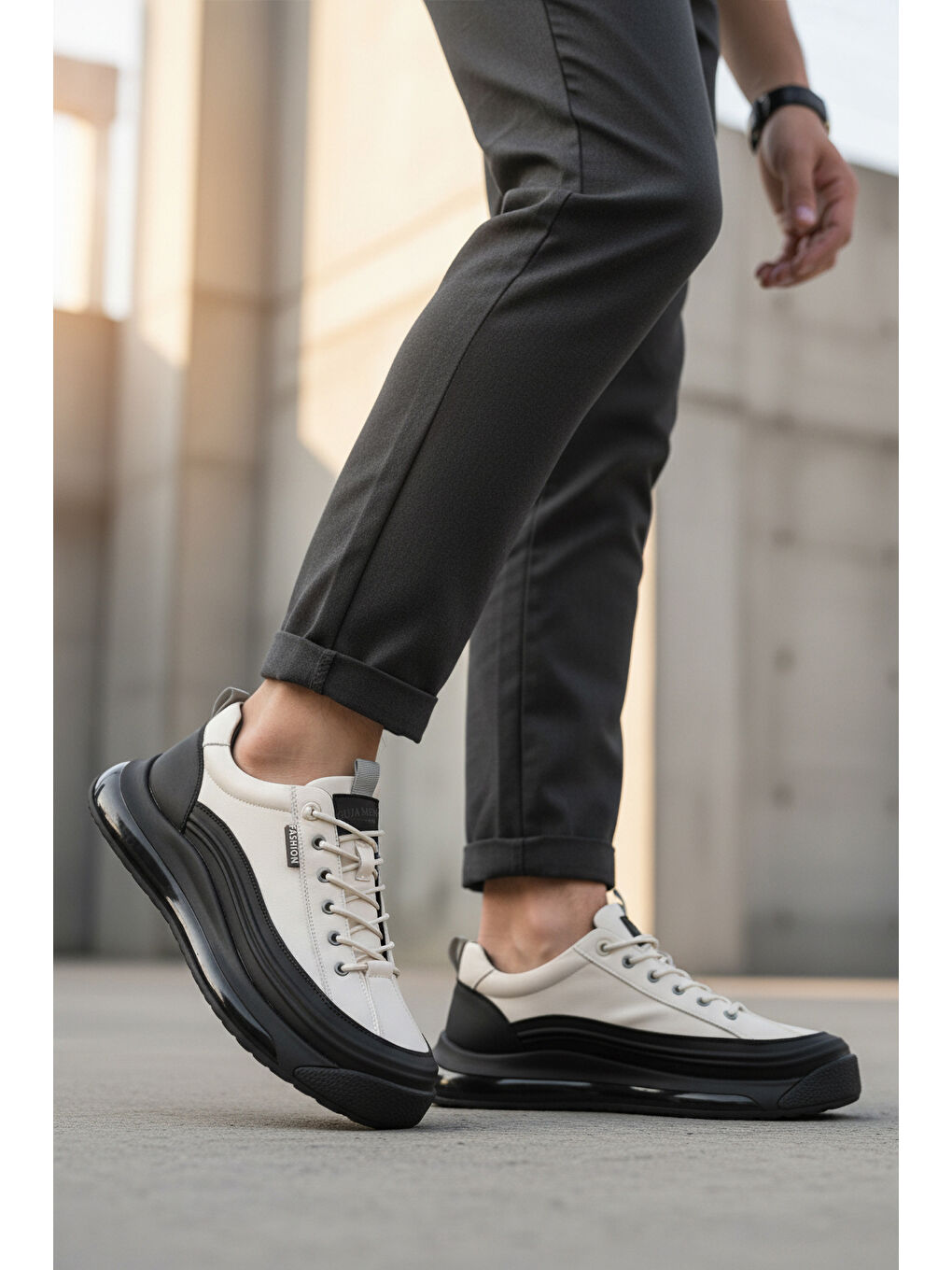 Beyaz Hakiki Deri Erkek Casual Ayakkabı 24K500-1 M-2