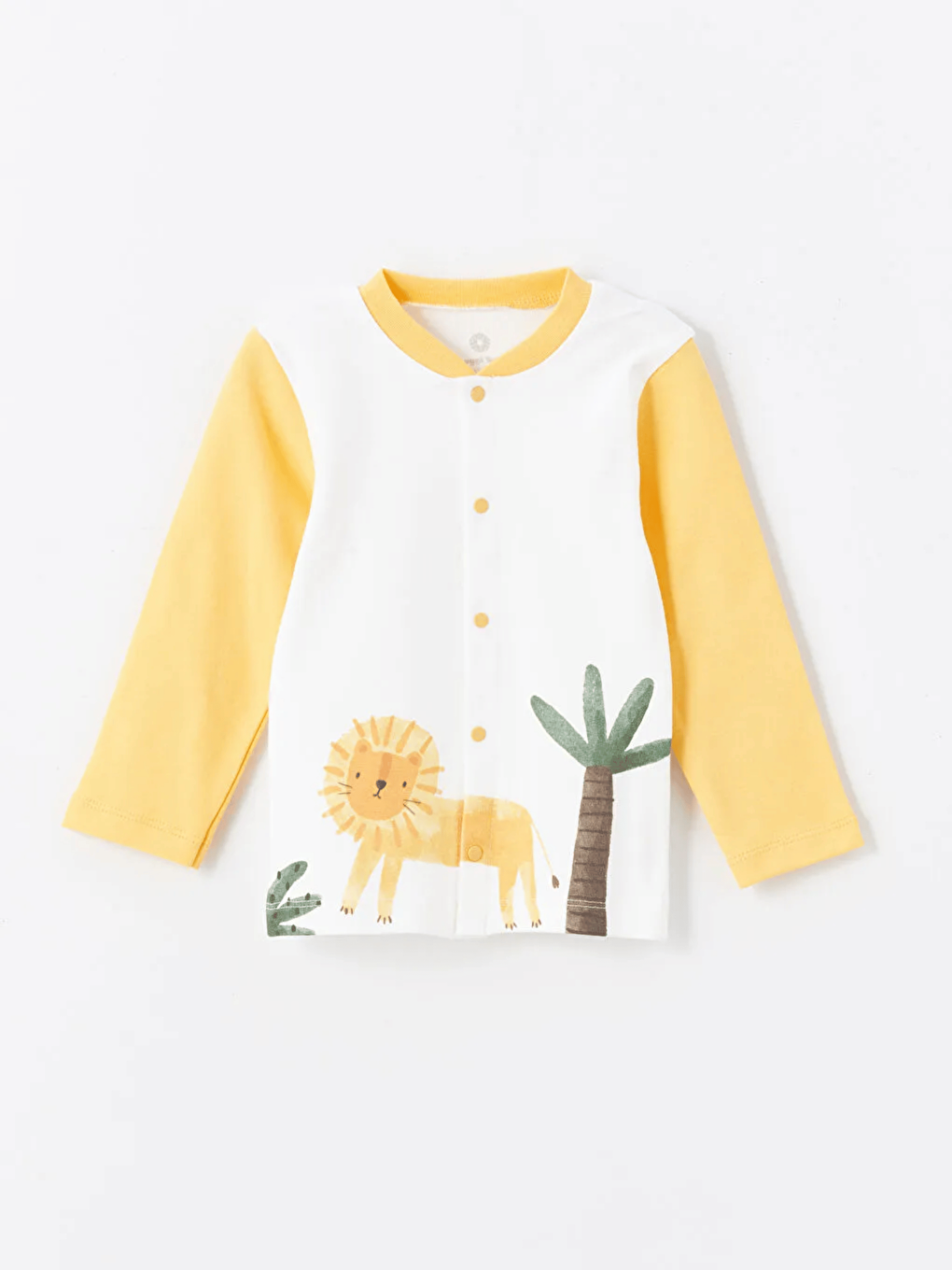 Sarı Bisiklet Yaka Uzun Kollu Erkek Bebek Pijama Takımı-1