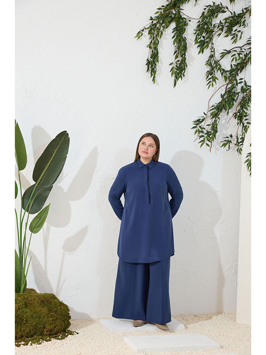 Lacivert Lyocell Pantolon Etek