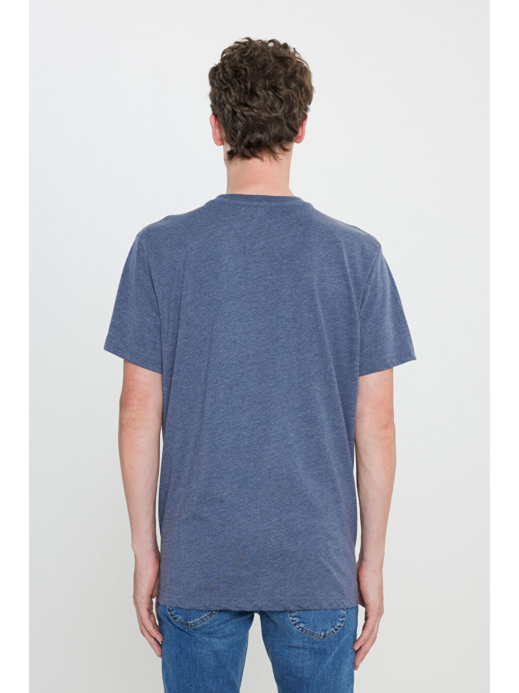 Regular Fit Normal Kesim Bisiklet Yaka Lacivert Tişört-4