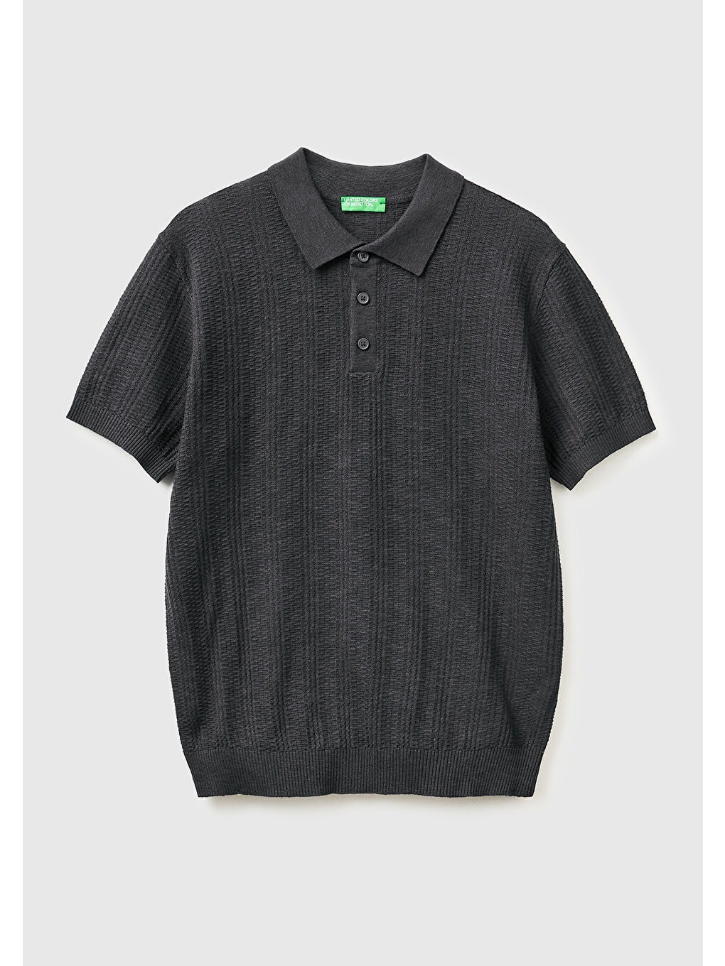 Erkek Beyaz  Pamuk Keten Karışımlı Düğmeli Örme Dokulu Polo Yaka  Triko T-Shirt