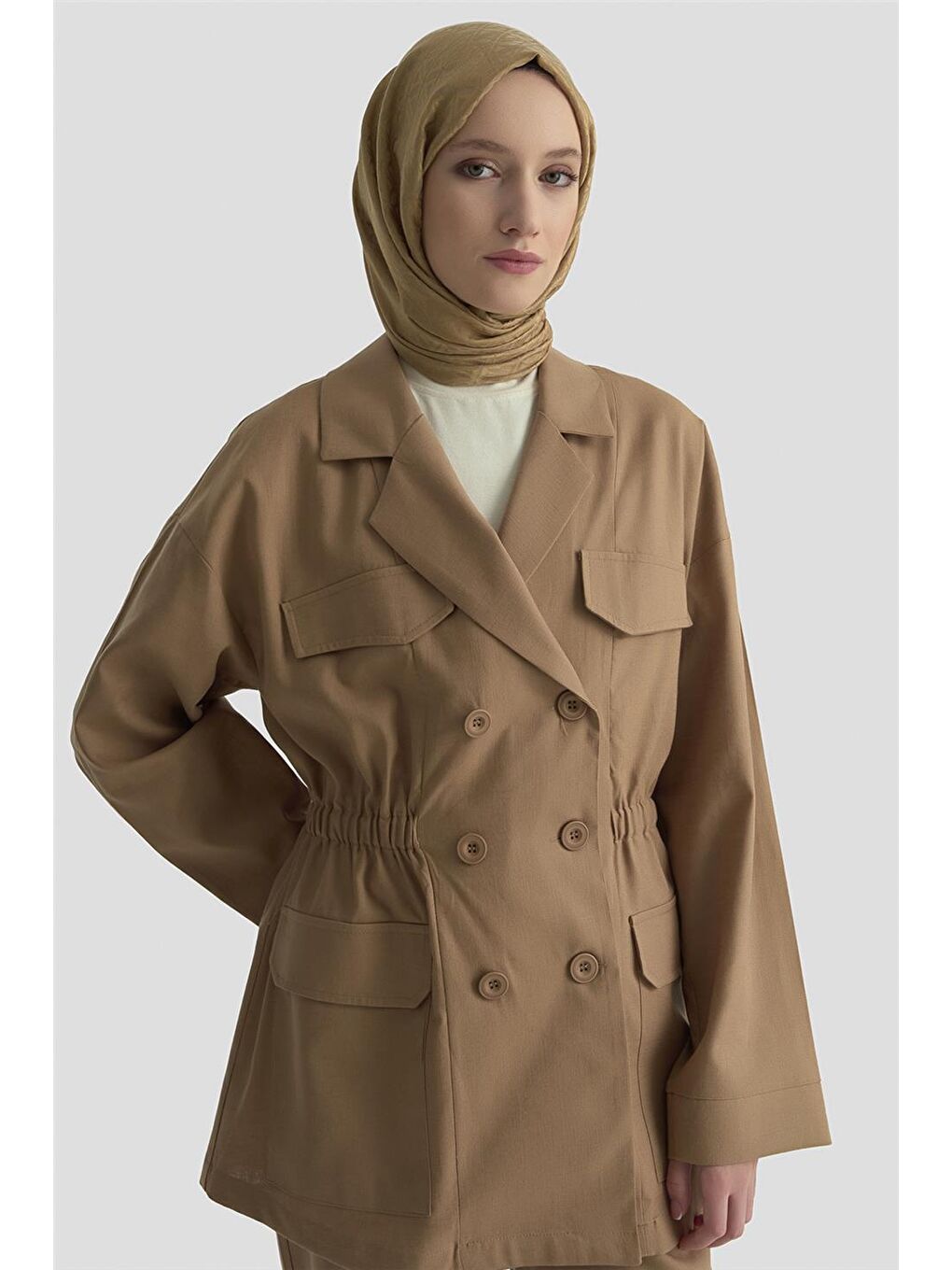 Bej Keten Takım 25Yd9158 Vizon-1