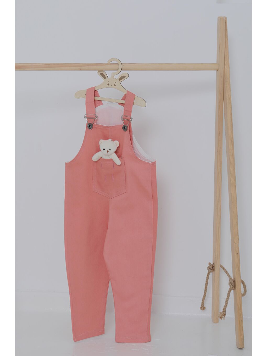 Pembe Kız Çocuk Gül Ayıcıklı Salopet - 27064