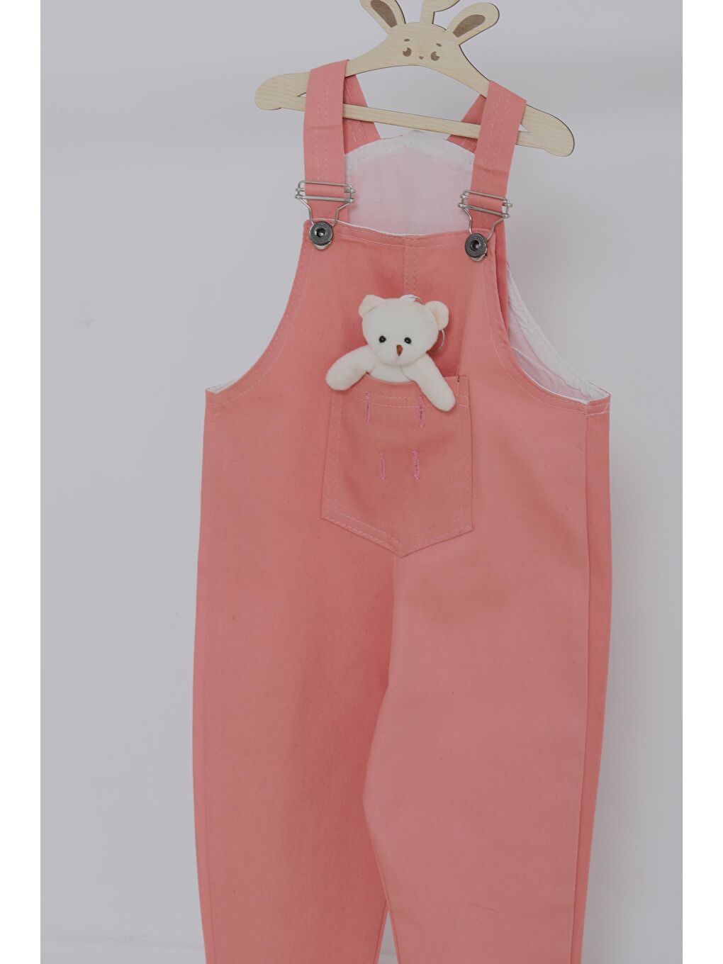 Pembe Kız Çocuk Gül Ayıcıklı Salopet - 27064-1