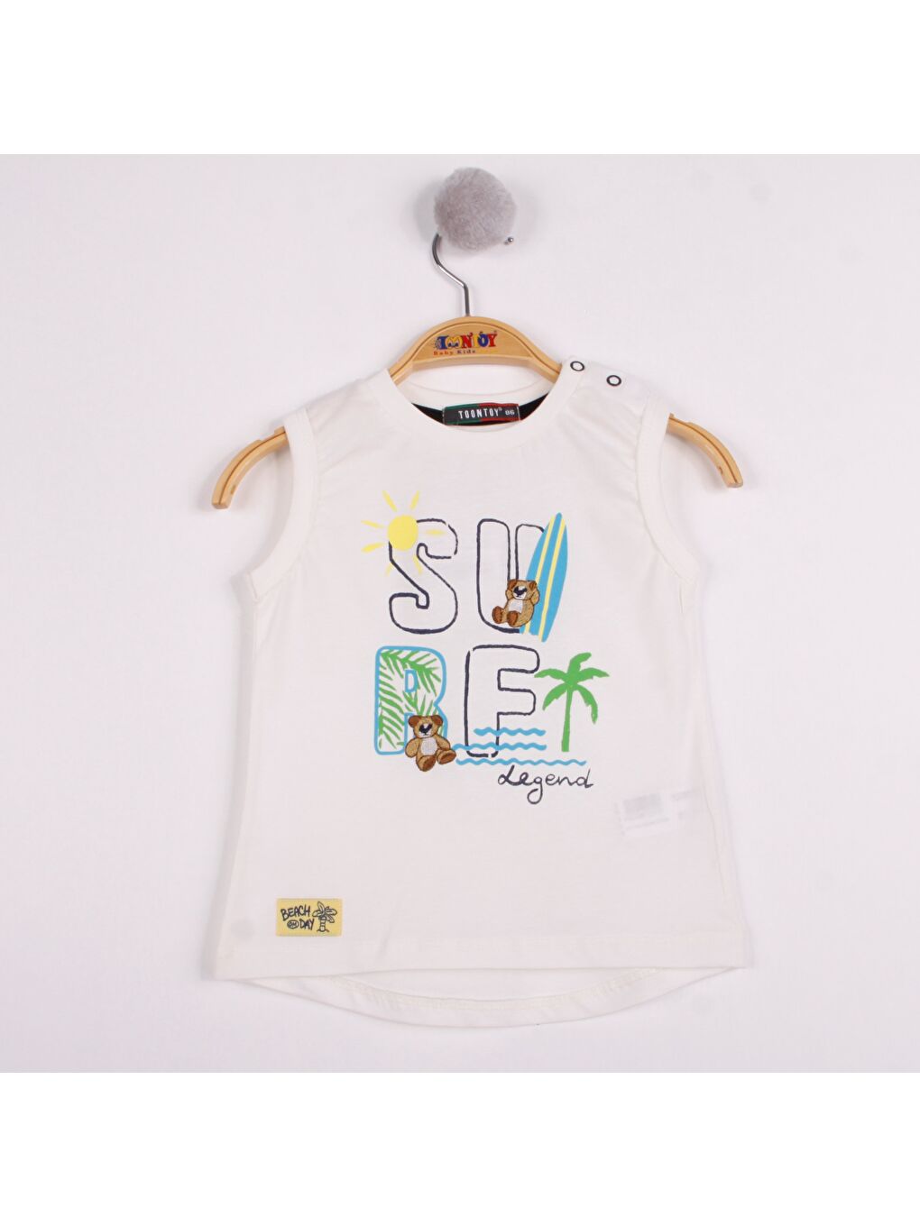 Ekru Erkek Bebek Surf Baskılı Atlet-2