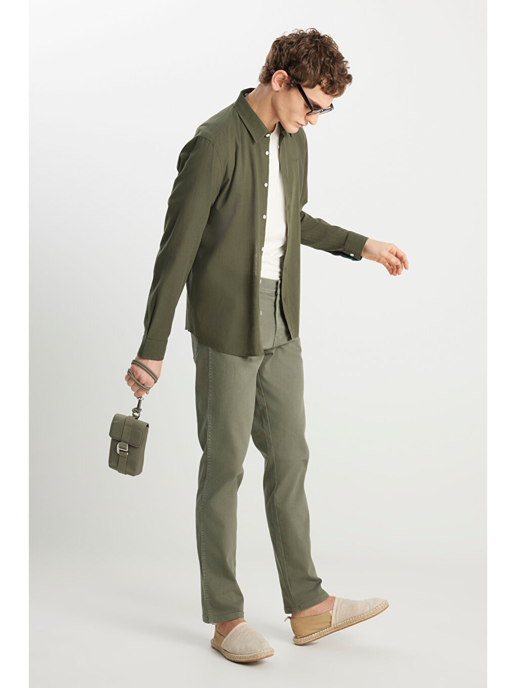 Yeşil Texas Slim Fit Dar Kesim Normal Bel Haki Esnek Pantolon