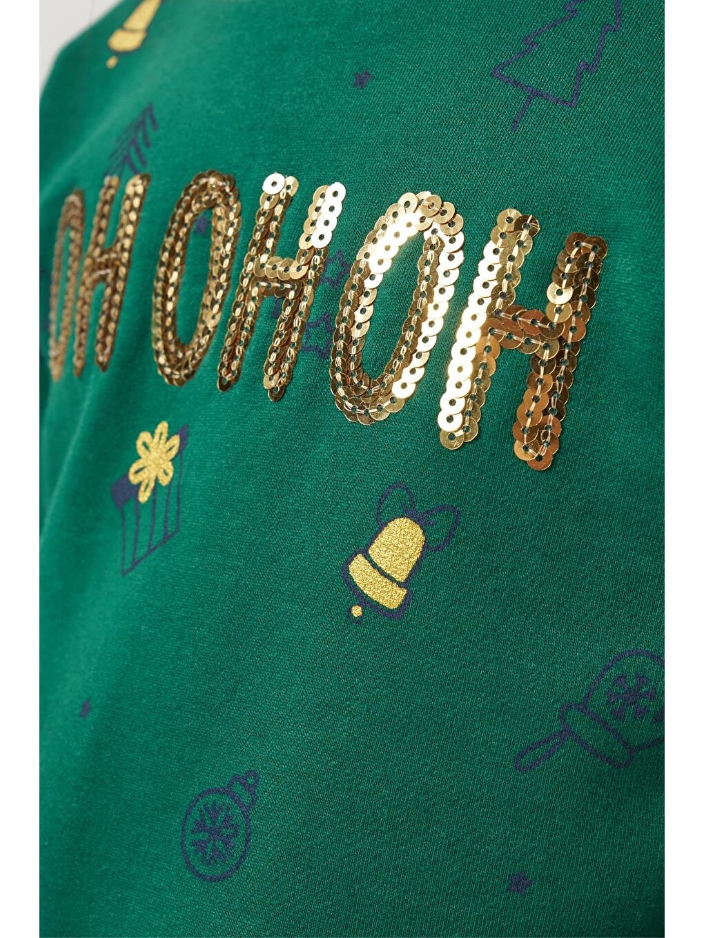 Kız Çocuk Pamuklu Yeşil Sweatshirt Ve Kırmızı Tül Etek Takım - Yılbaşı Konseptli-5