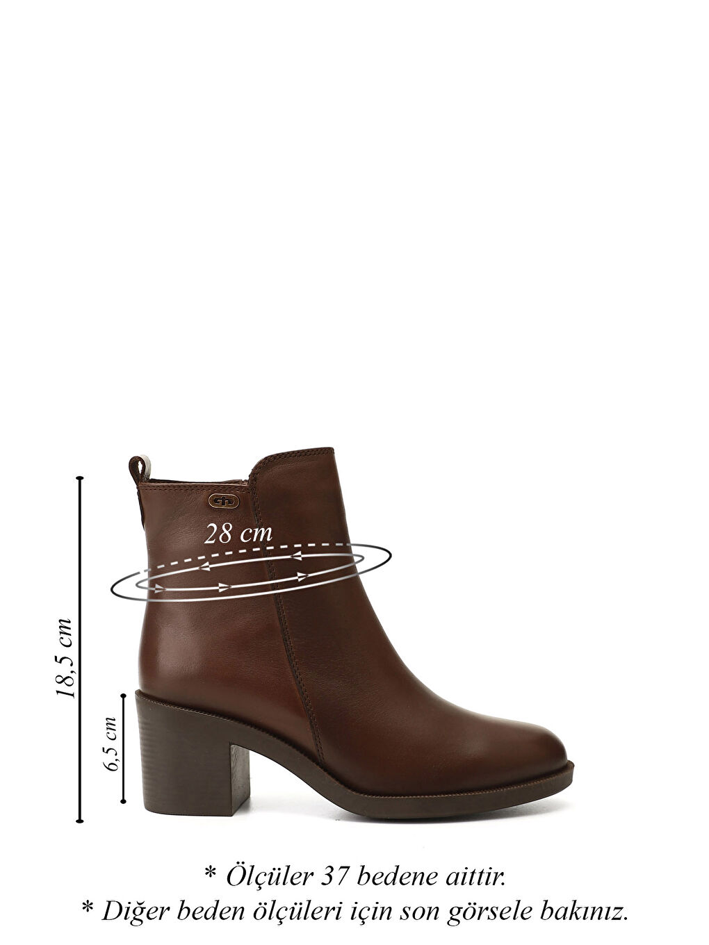 Kahverengi Kadın KAHVERENGİ Fermuarlı Kalın Topuklu Hakiki Deri Bot-1