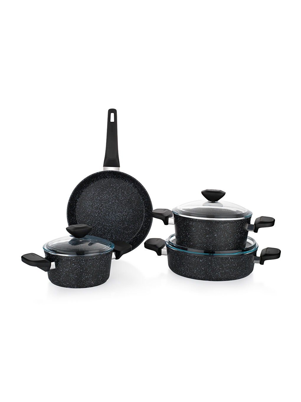 Etna Yanmaz Yapışmaz Tencere Seti 7 Parça-Siyah-1