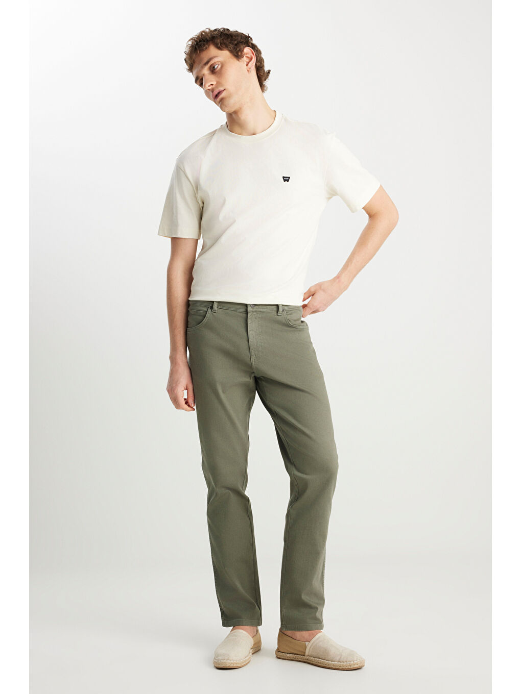 Yeşil Texas Slim Fit Dar Kesim Normal Bel Haki Esnek Pantolon-1