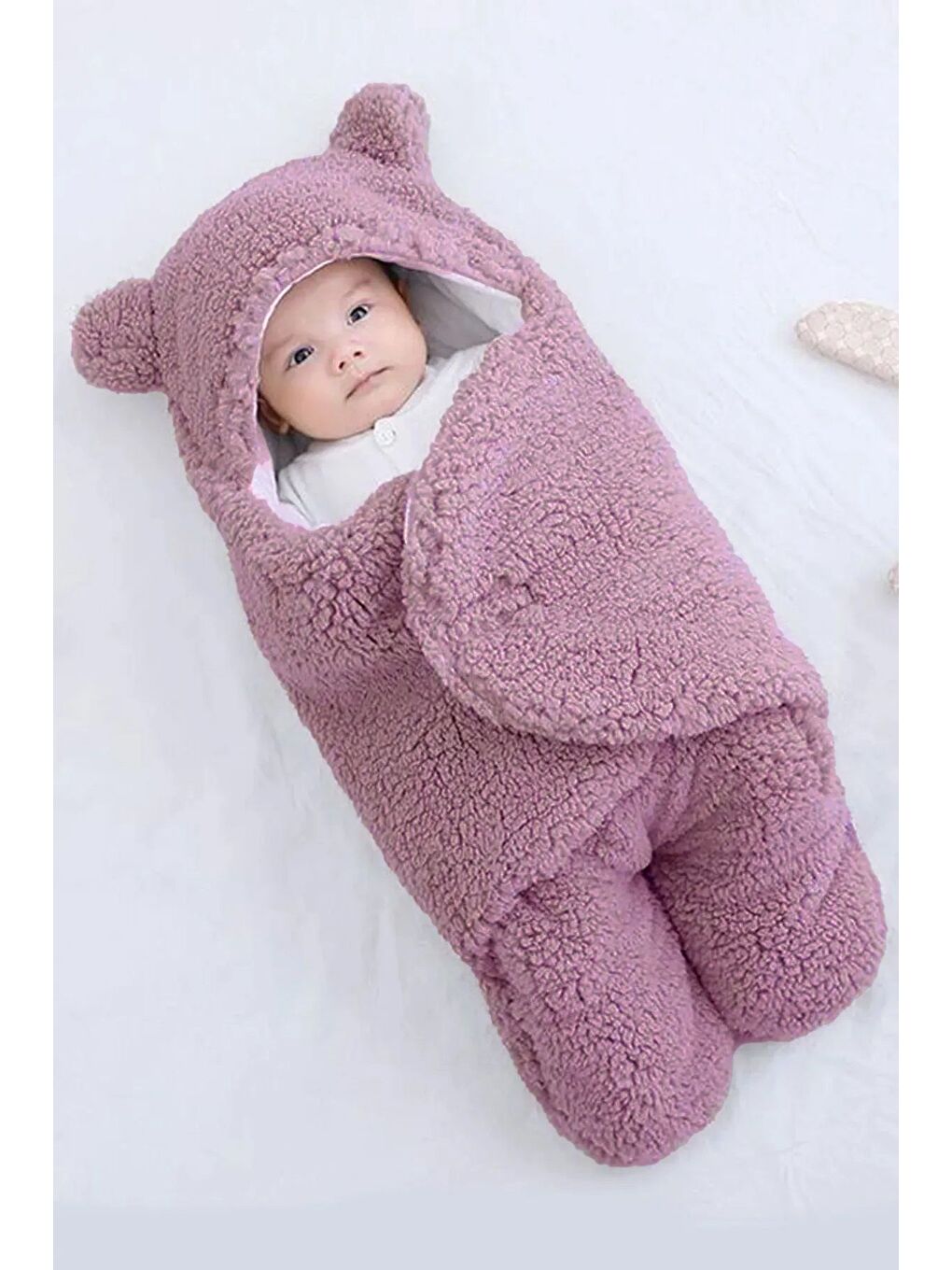 Mürdüm 0 - 12 Ay Kulaklı Welsoft Dış Kundak Bebek Battaniye