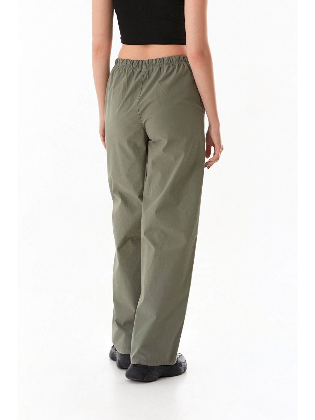 Haki Beli Lastikli Paraşüt Kumaş Pantolon-3