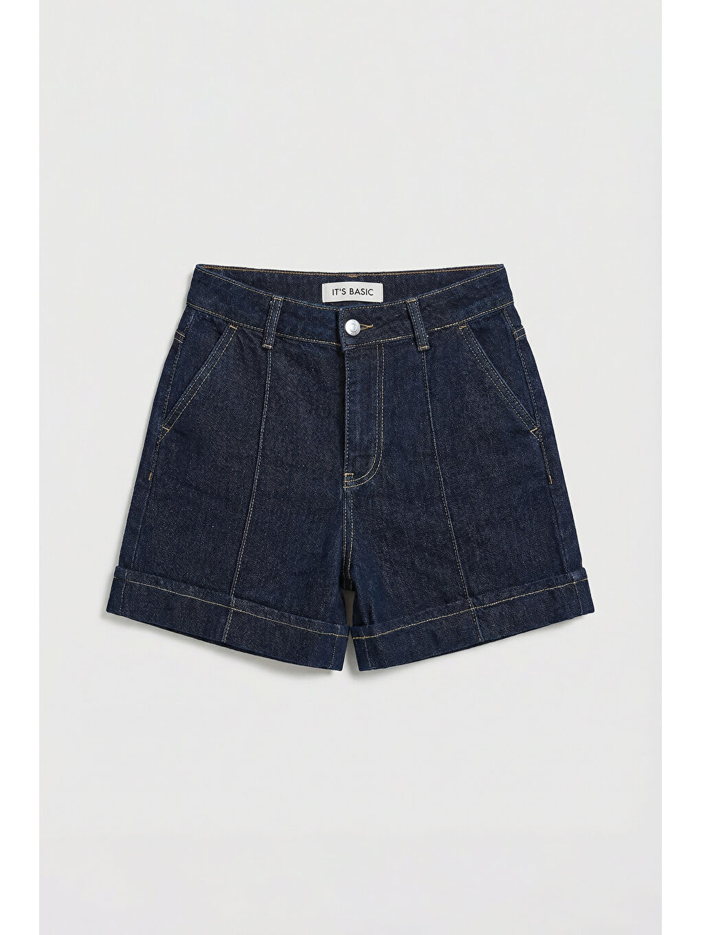 Kadın İndigo Selvedge 7s6-50 Straight Fit Relax Denim Şort-4