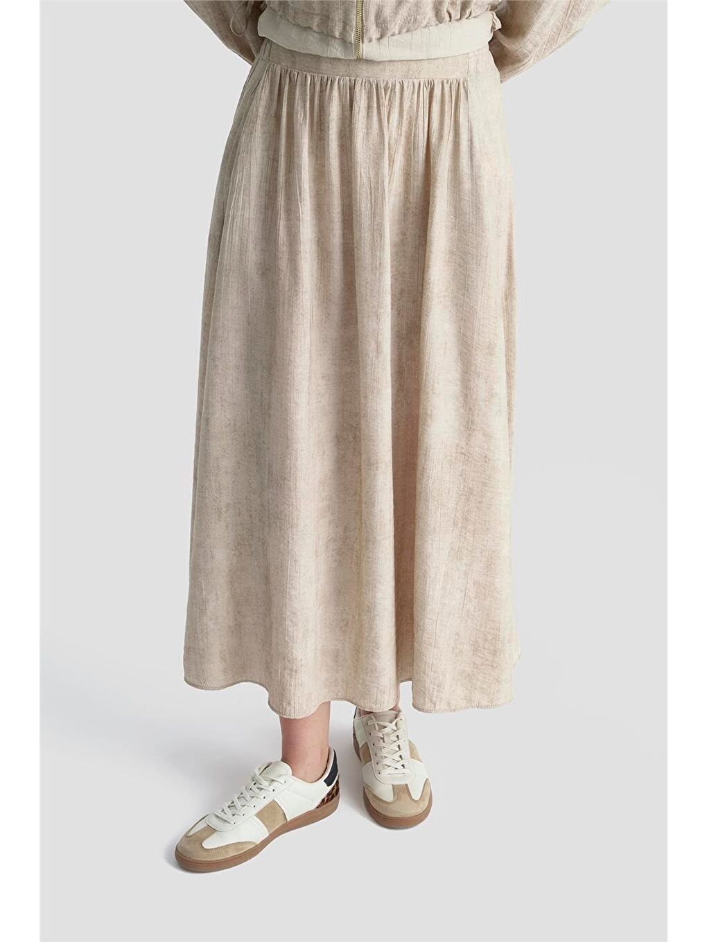 Bej Efekt Kumaşlı Ceketli Takım 25K6105 Vizon-2