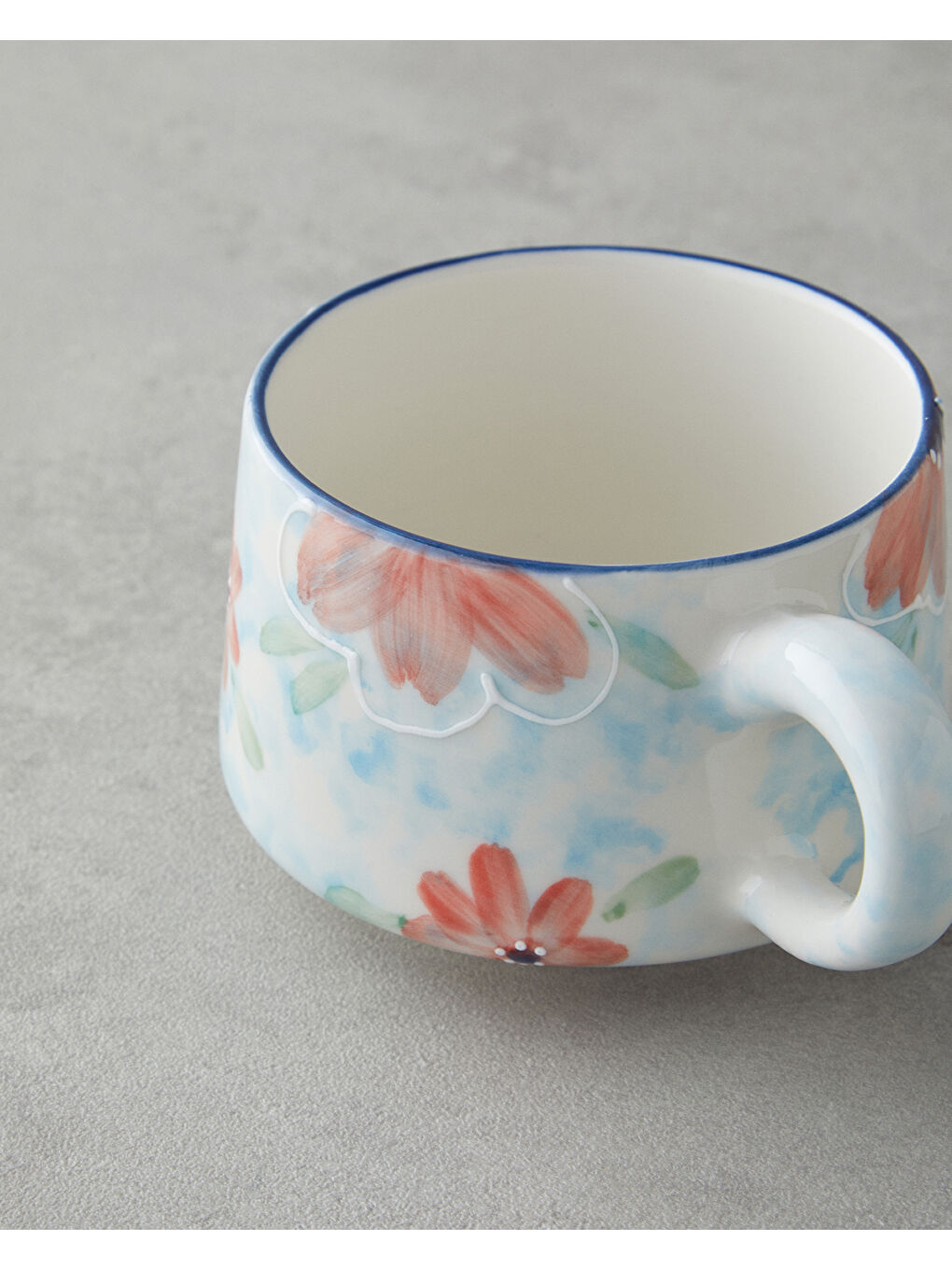 Pastel Blooming Seramik Kupa 260 ml Mavi - Kırmızı -Yeşil-1