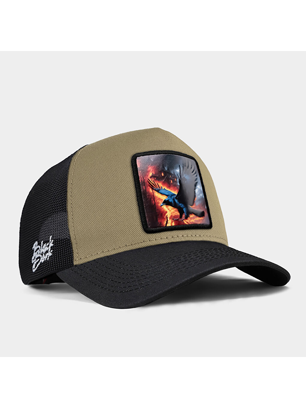 BlackBörk V1 Trucker Karga - 1 Kod Logolu Unisex Siyah Siperli Siyah-Vizon Şapka (Cap)