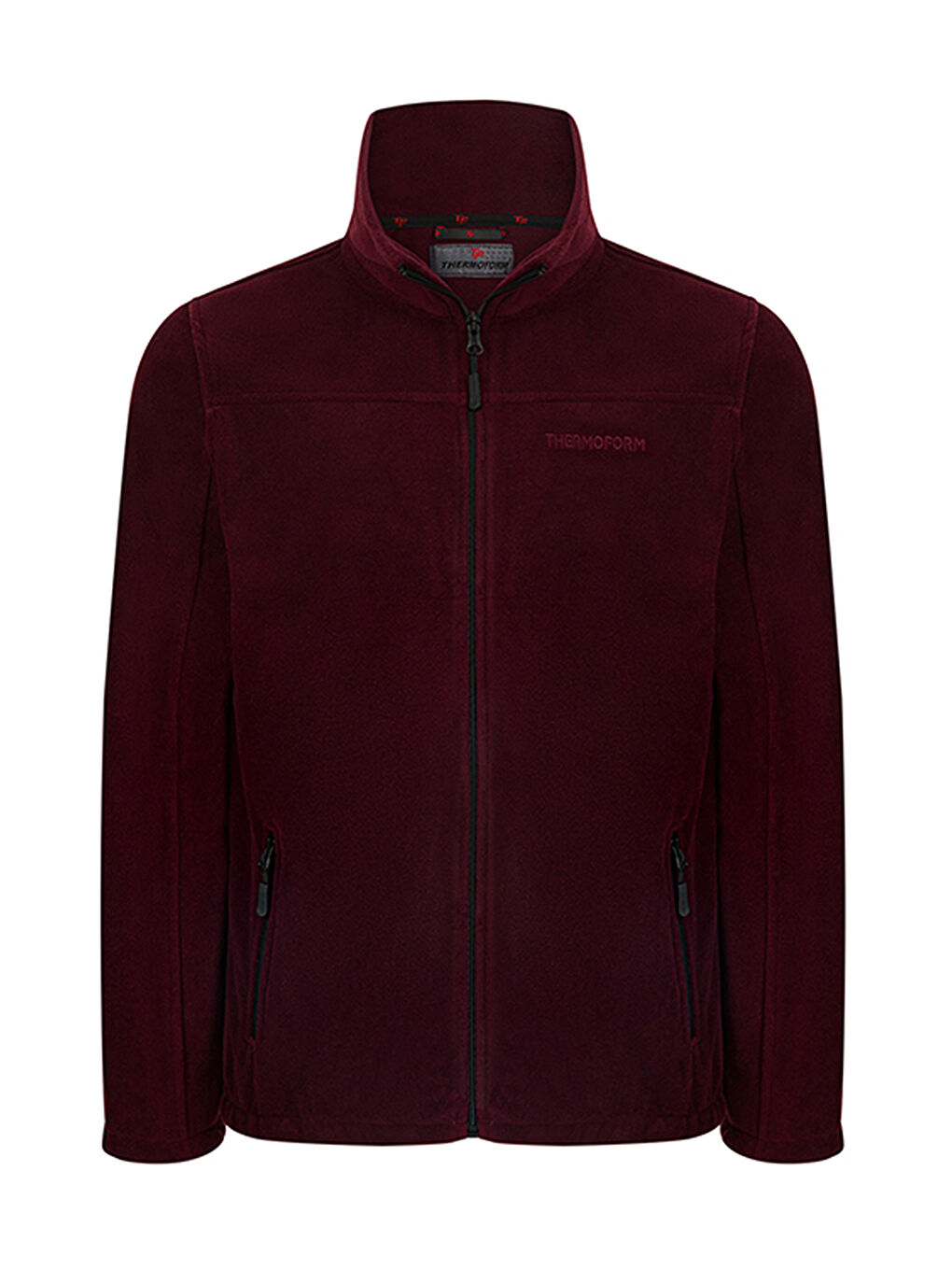 Bordo Erkek Polar Fermuarlı Sweatshirt-1