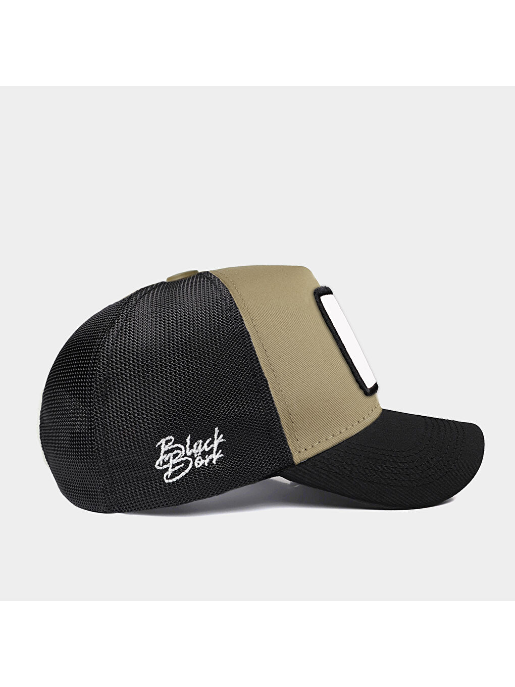 BlackBörk Bej V1 Trucker   6BS Kod Logolu Unisex Siyah Siperli Siyah Vizon Şapka  Cap - 1