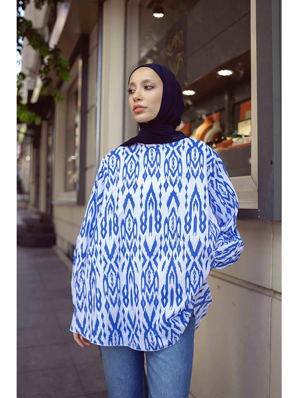 Siyah Desenli Oversıze Tunik