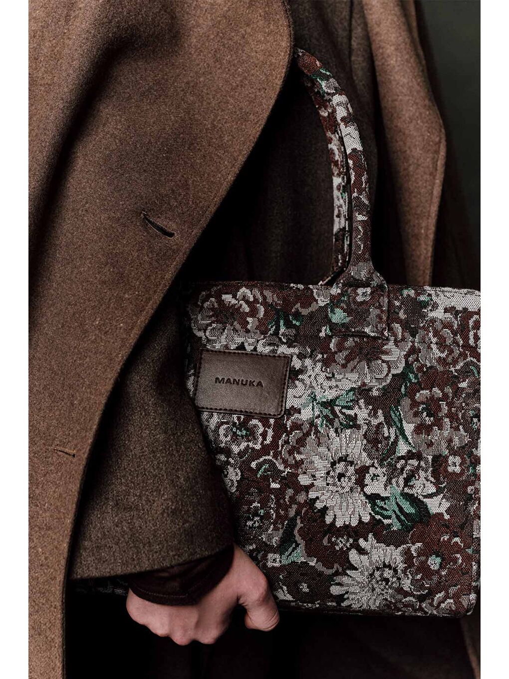 Jakar Desenli Tote Çanta Kahverengi-2