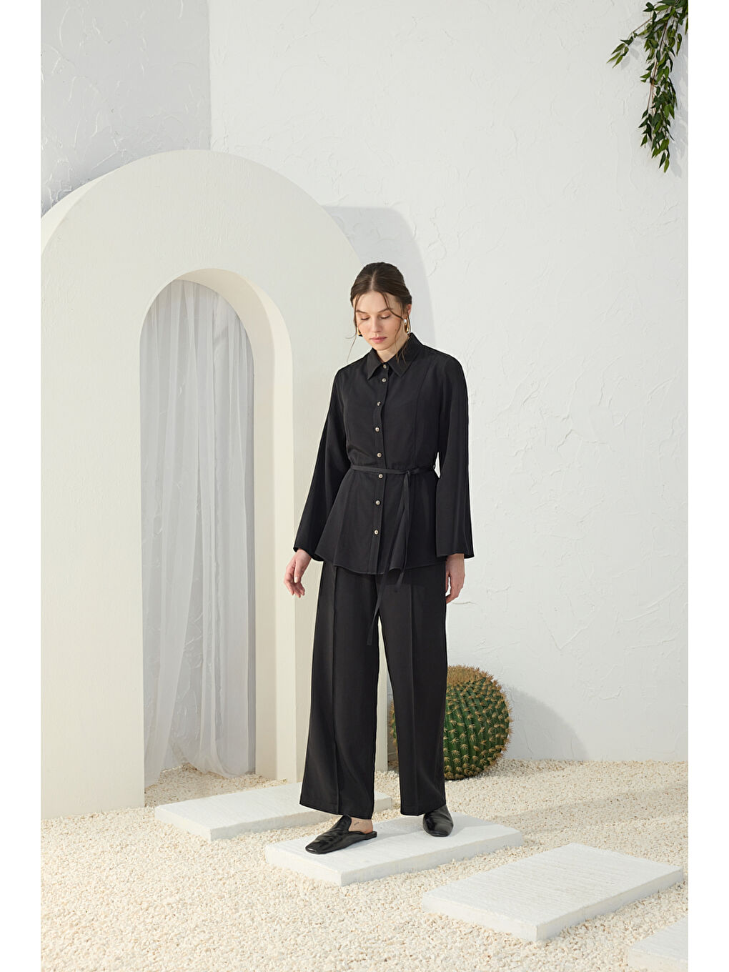 Siyah Viscon Pantolon