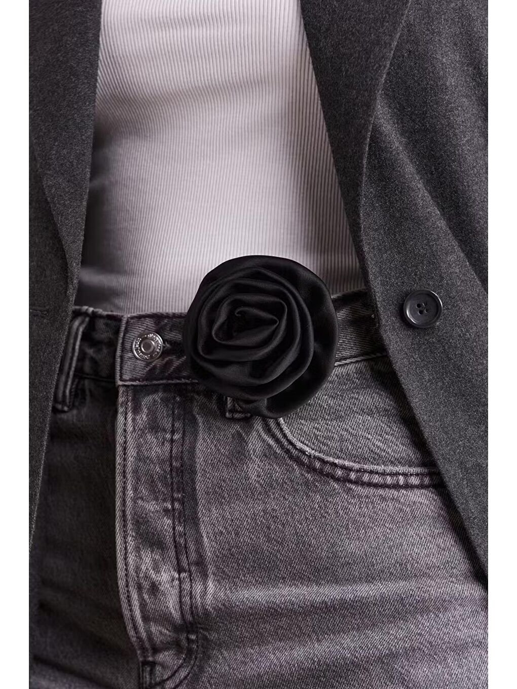 Siyah Saten Gül Pens Broş - Toka 2'li Paket-3