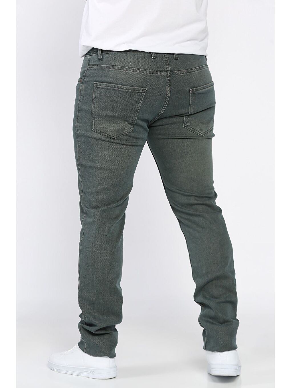 Haki Erkek Elastanlı Jean Pantolon-3
