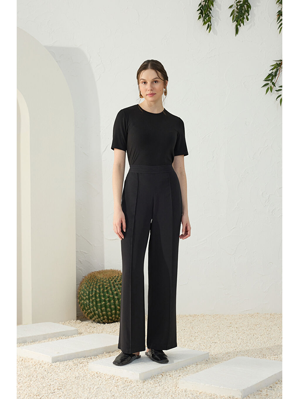 Siyah Viscon Pantolon-1