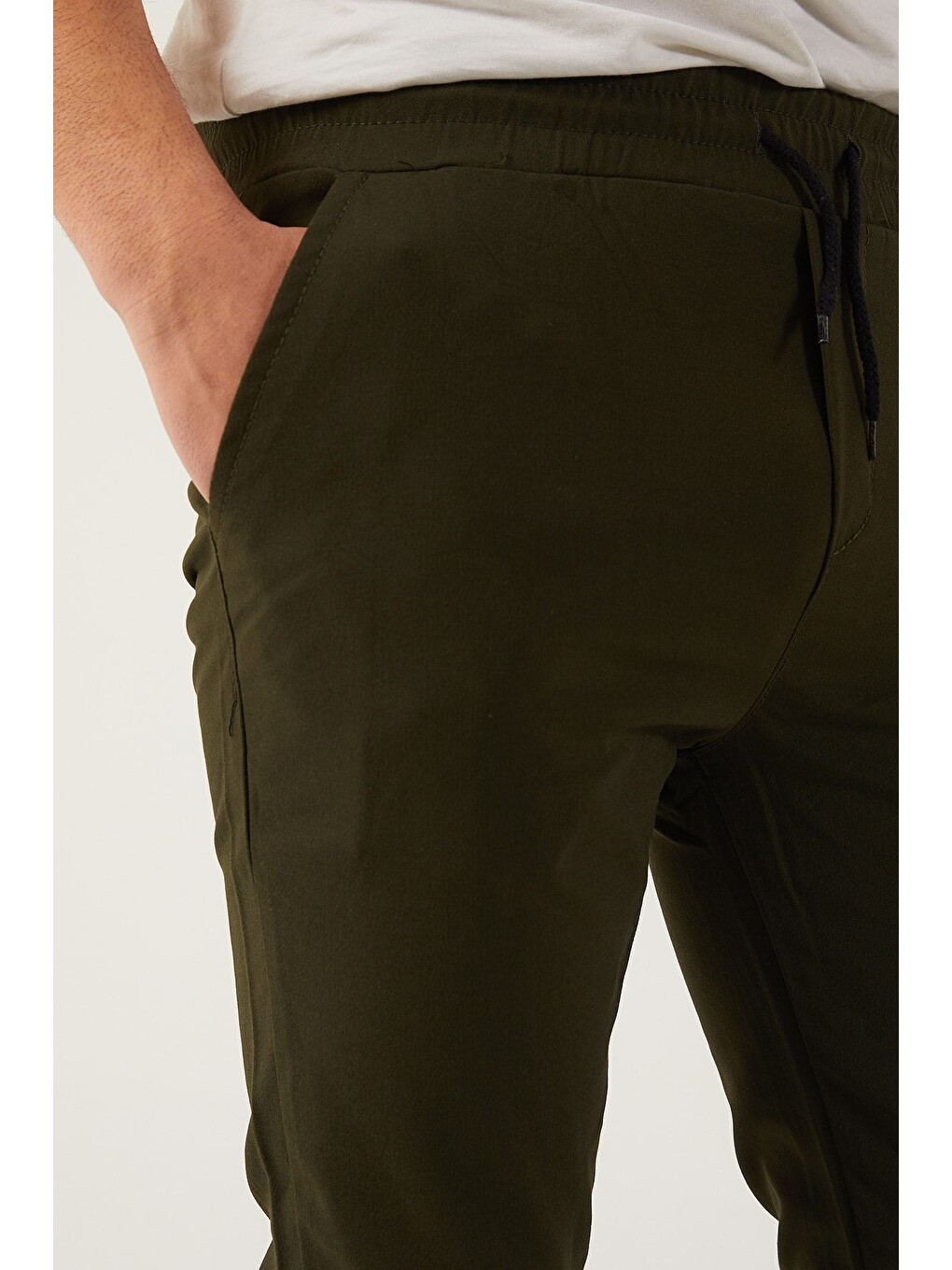 Haki Erkek Dar Kalıp Duble Paça Jogger Pantolon-1