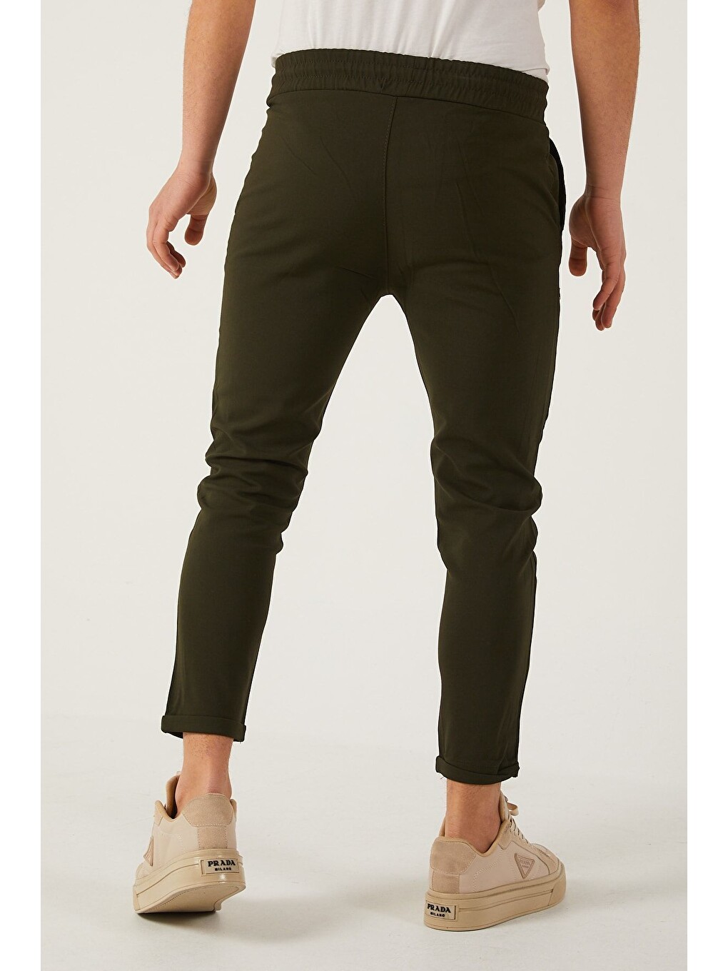 Haki Erkek Dar Kalıp Duble Paça Jogger Pantolon-2