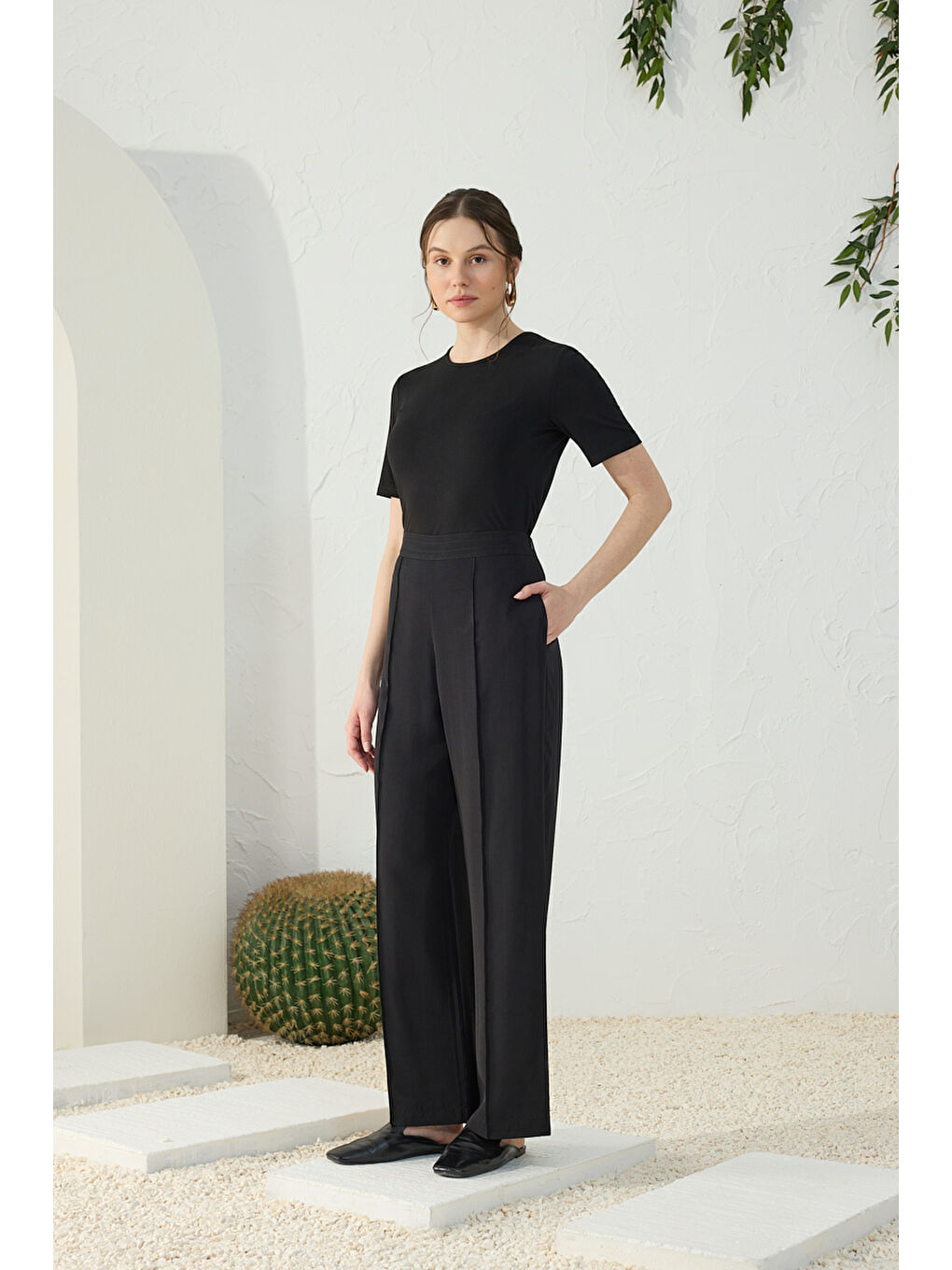 Siyah Viscon Pantolon-2