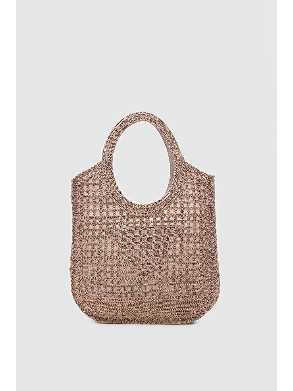 Bej Vicolo Handmade Makrome Tote Çanta Vizon