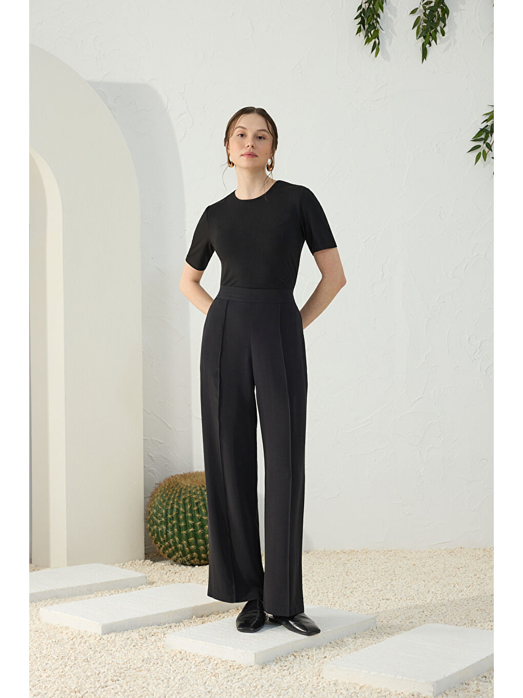 Siyah Viscon Pantolon-3