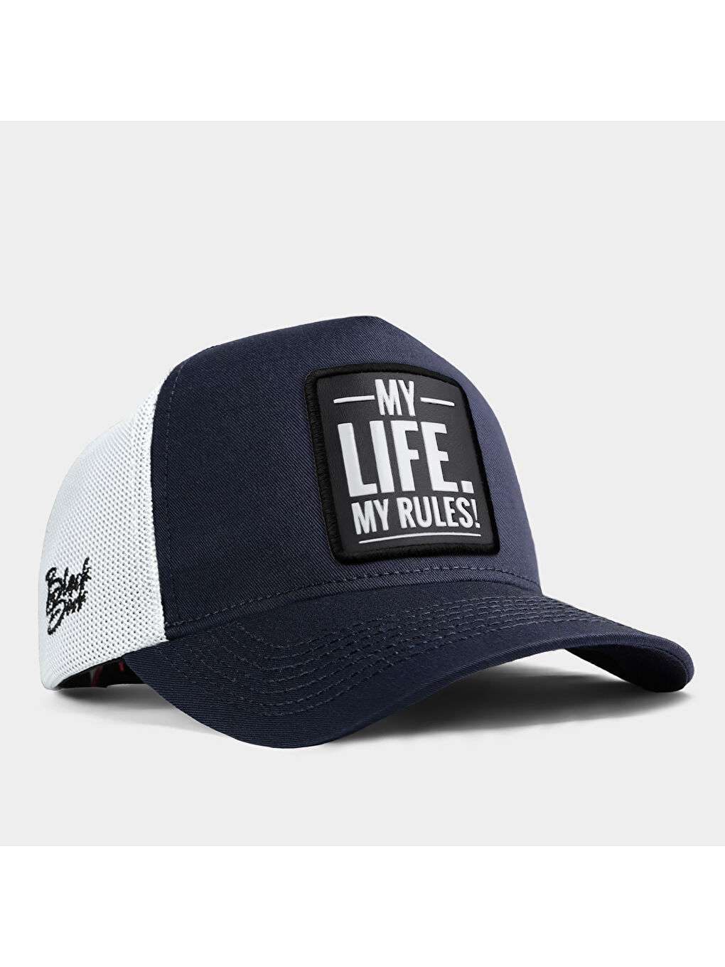 BlackBörk V1 Trucker My Life My Rules - 1 Kod Logolu Unisex Lacivert-Beyaz Şapka (Cap)