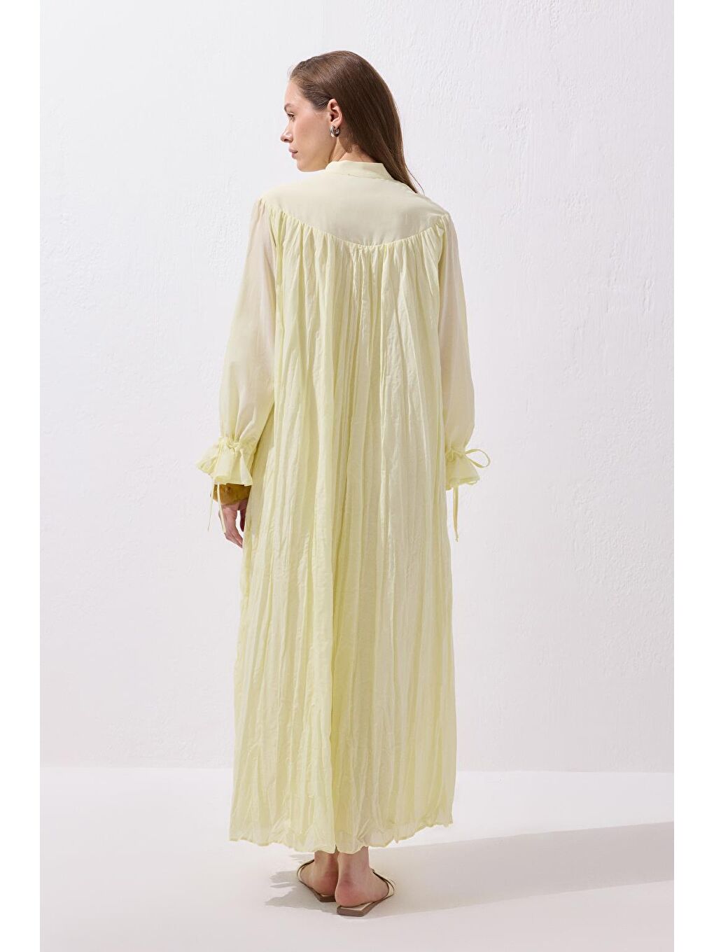 Odri Vual Kraş Uzun Elbise Limon Sarısı-4