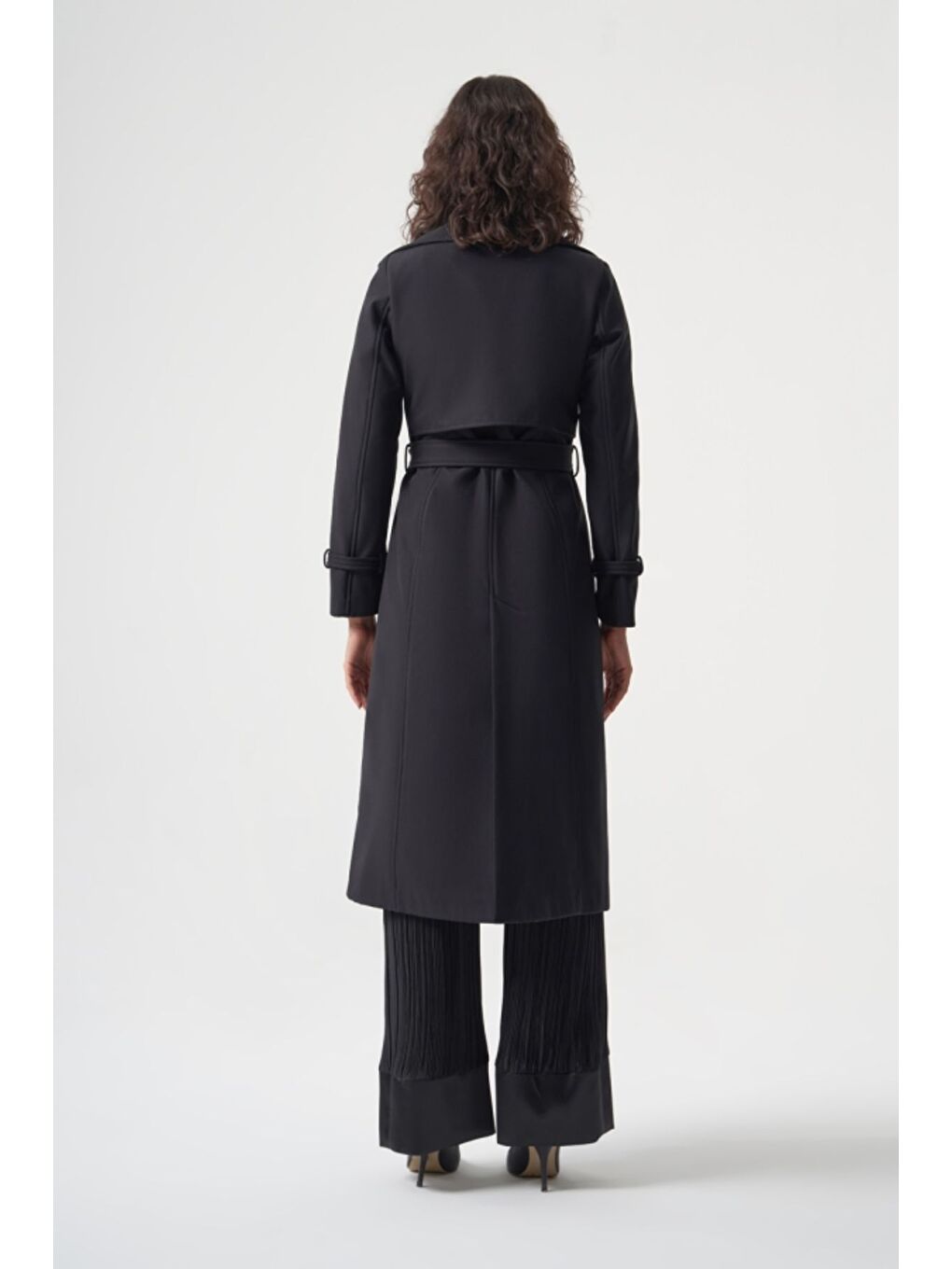 MZL Premium Siyah Uzun Trenç Kaşe Kaban-3