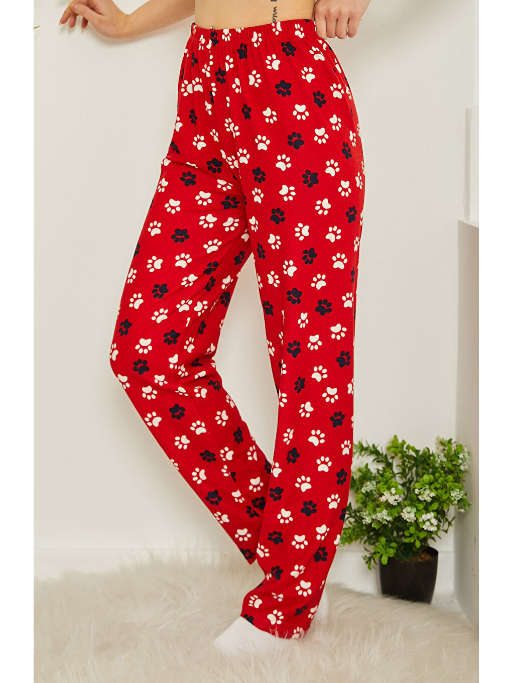 Kırmızı Desenli Pijama Altı Kirmizi - 26730