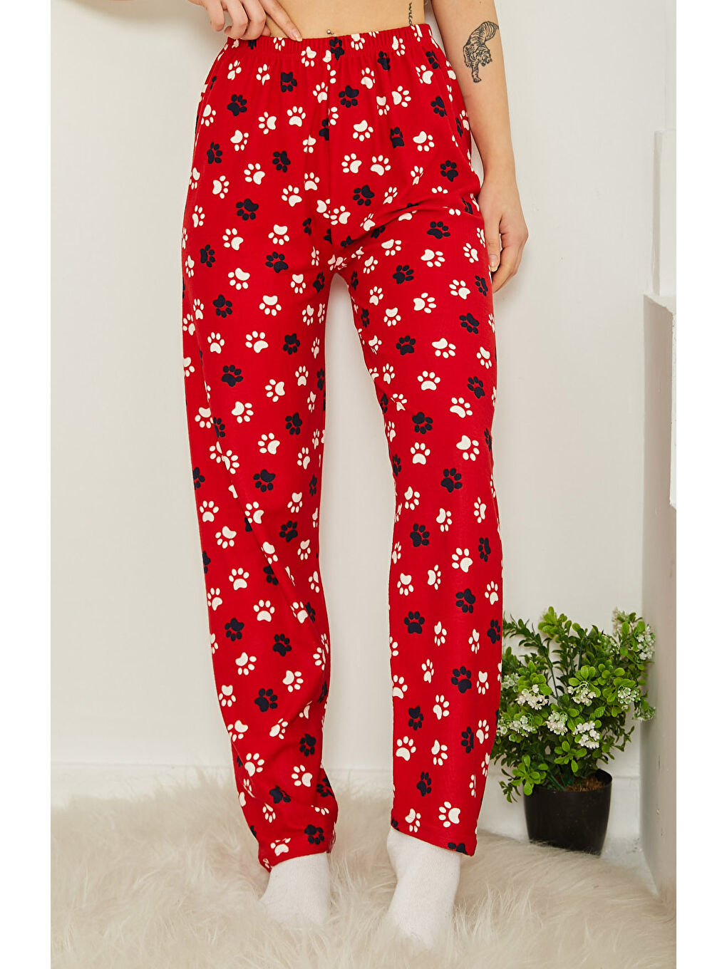 Kırmızı Desenli Pijama Altı Kirmizi - 26730-1