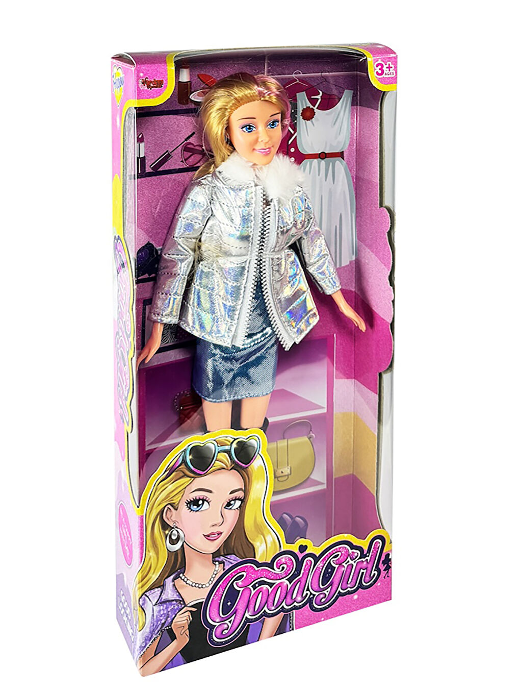 Good Girl Ceketli Parlak Elbiseli Bebek Gri