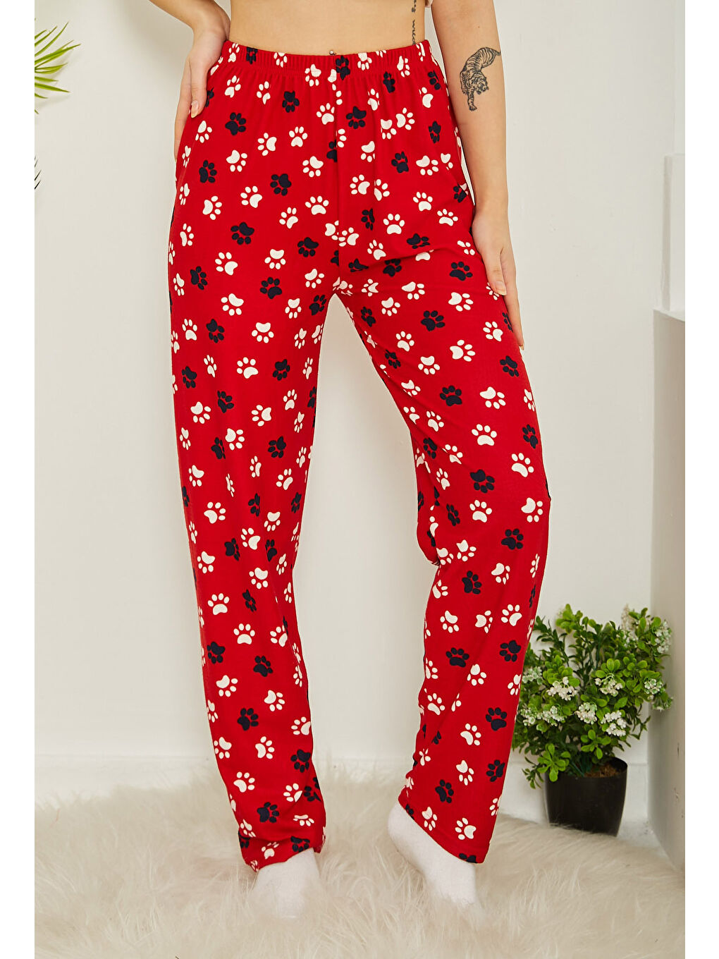 Kırmızı Desenli Pijama Altı Kirmizi - 26730-2